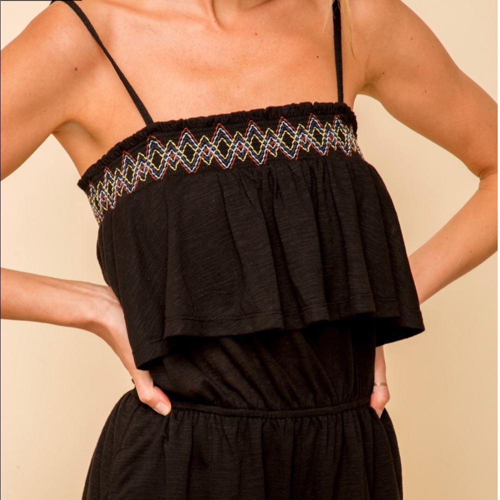 Bohemian ZigZag Smocked Ruffle Romper - Picture 5 of 10